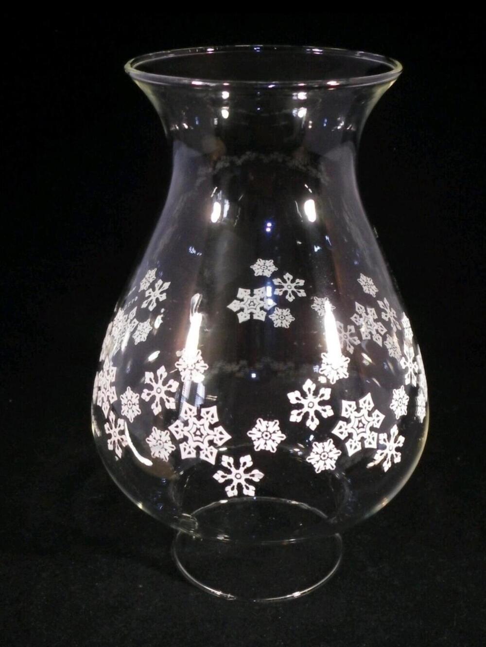 Vintage 1980 Pyrex Glass Hurricane Lamp Chimney Shade Snowflakes Replacement FTD